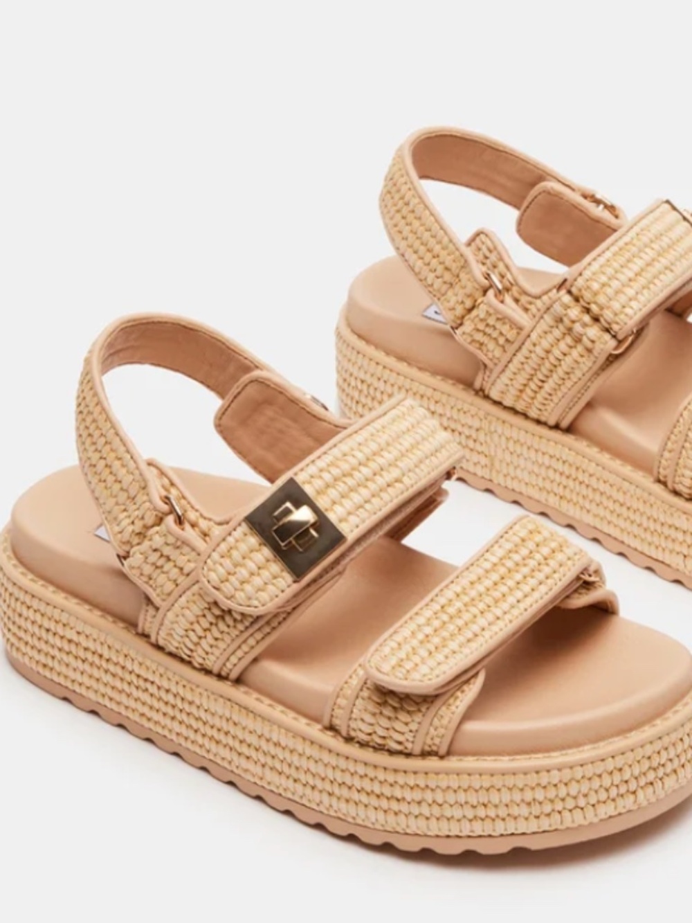 Steve Madden BIGMONA Natural Raffia Sandals, Never worn, Size 10